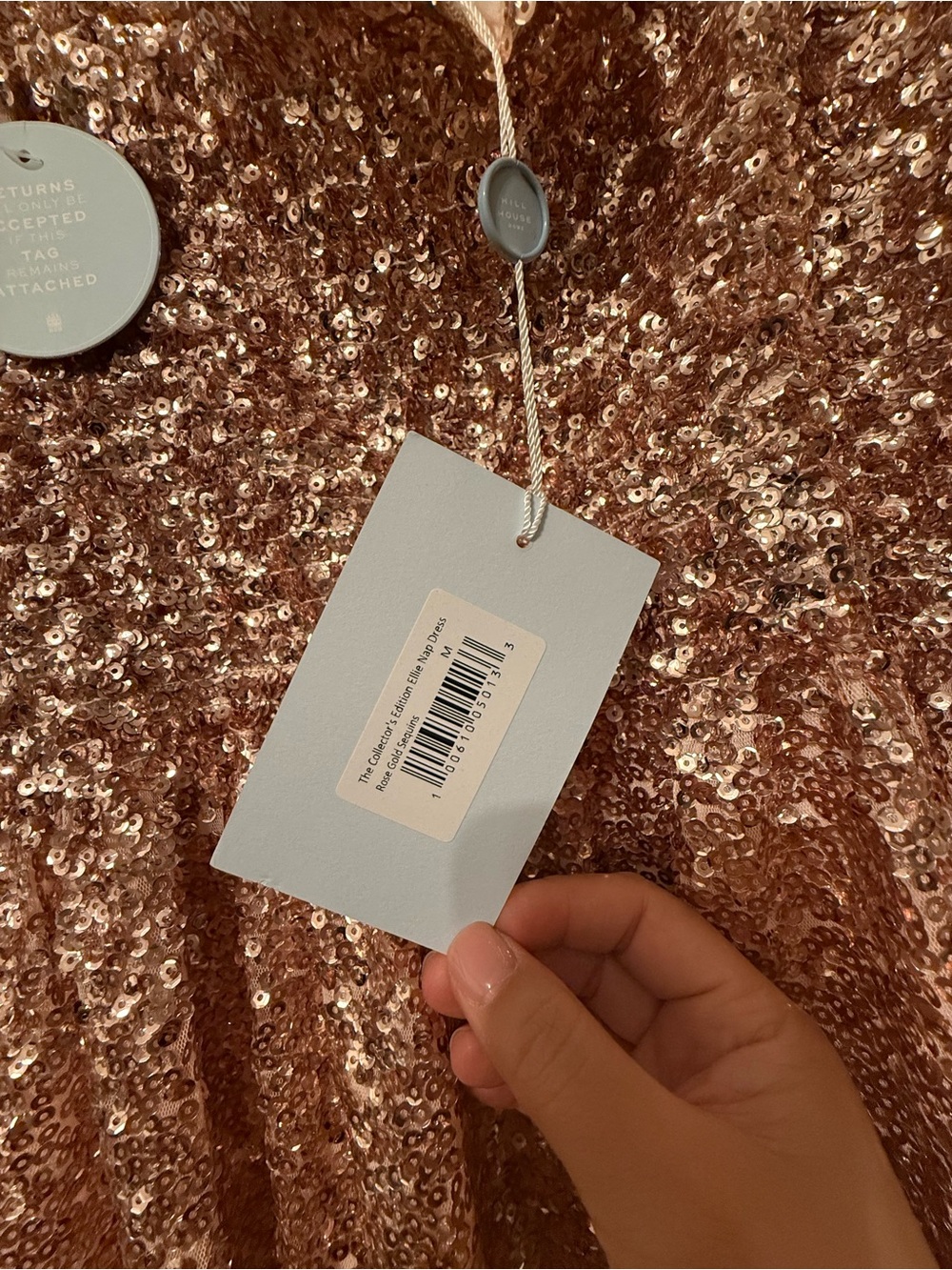 Hill House Sequin Smocked Midi Dress - Blush - Picture 6 of 8